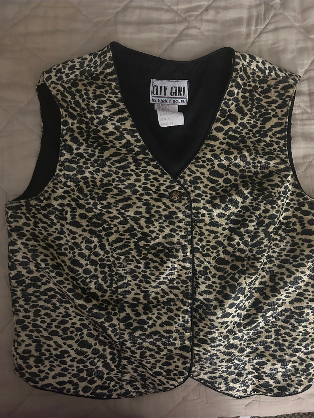 City Girl by Nancy Bolen- Leopard Print Sleeveless Vest - Black & Tan